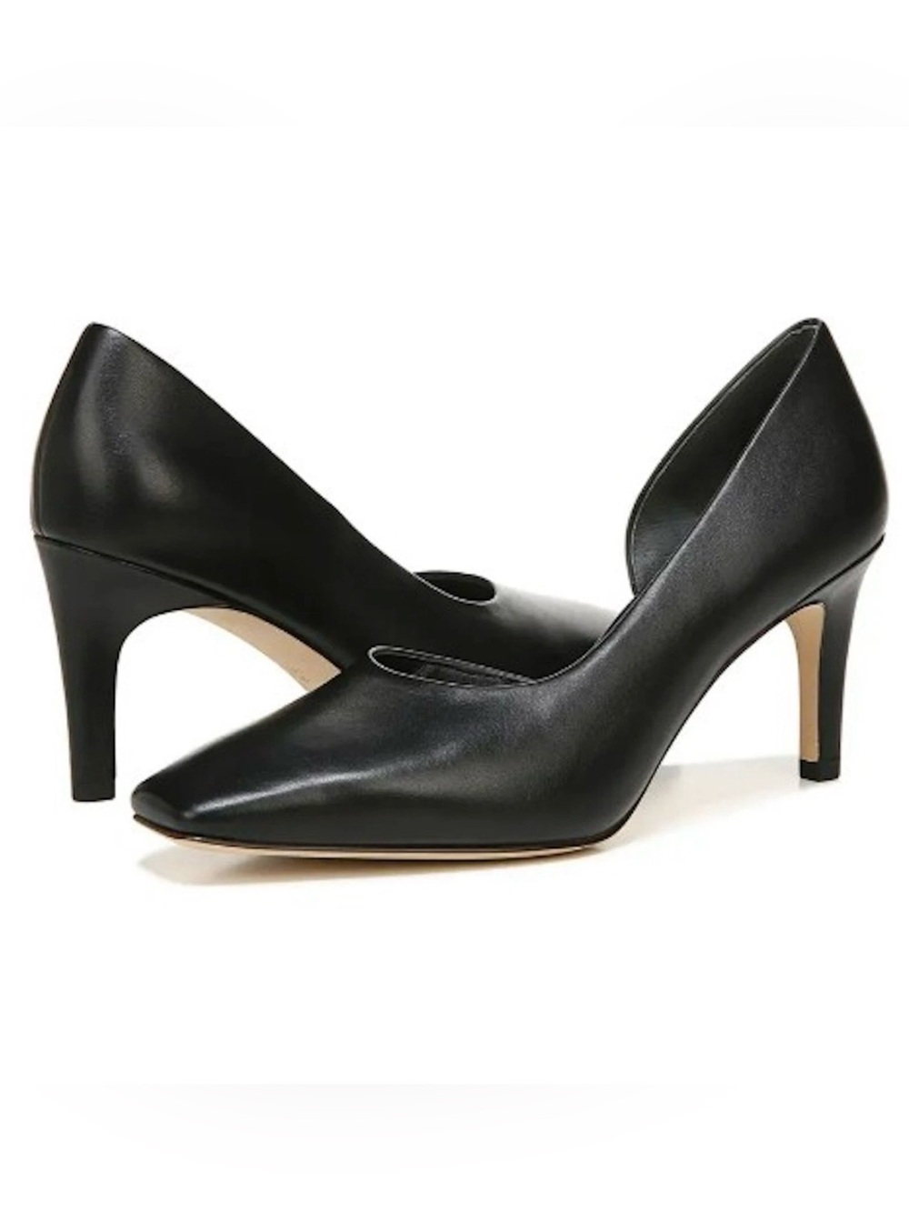 $325 VINCE Tiana Square Toe D’Orsay Classy Black Leather Stiletto Chic Pump 10 M